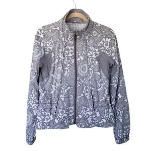 Lululemon Run Travel To Track Jacket Lightweight Windbreaker Gray Floral